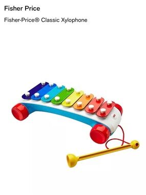 Fisher-Price Colorful Rainbow Xylophone Toy with Yellow Mallet